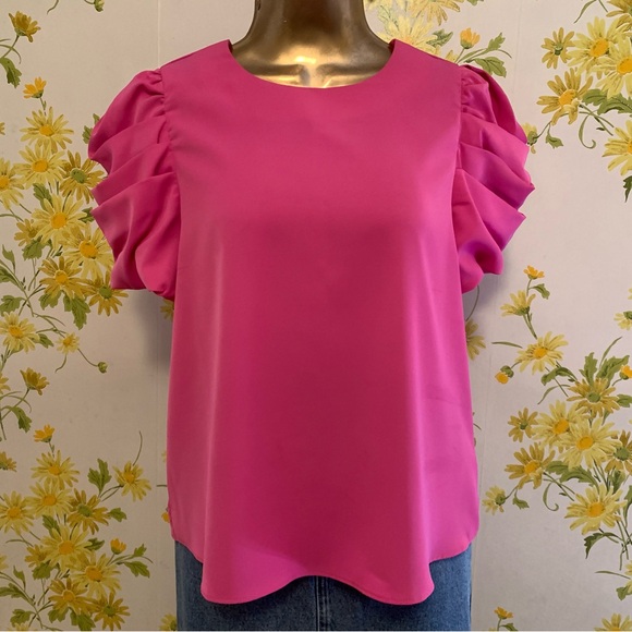 Crewneck short sleeve blouse pink size M - Picture 4 of 11